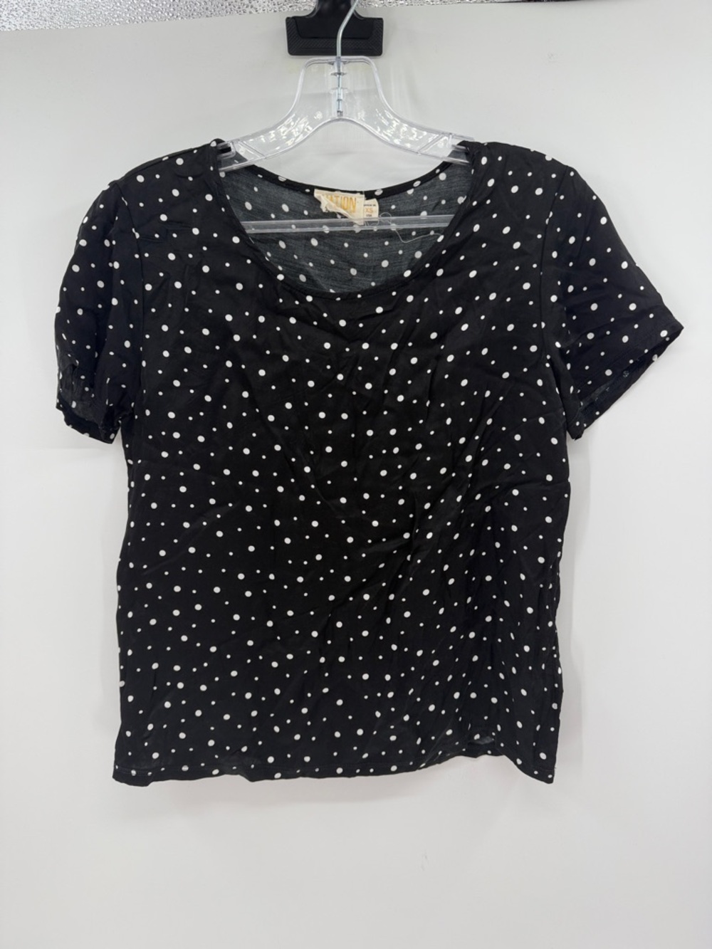 Nation LTD Women's Short Sleeve Viscose Polka Dot Top - Black/White - XS